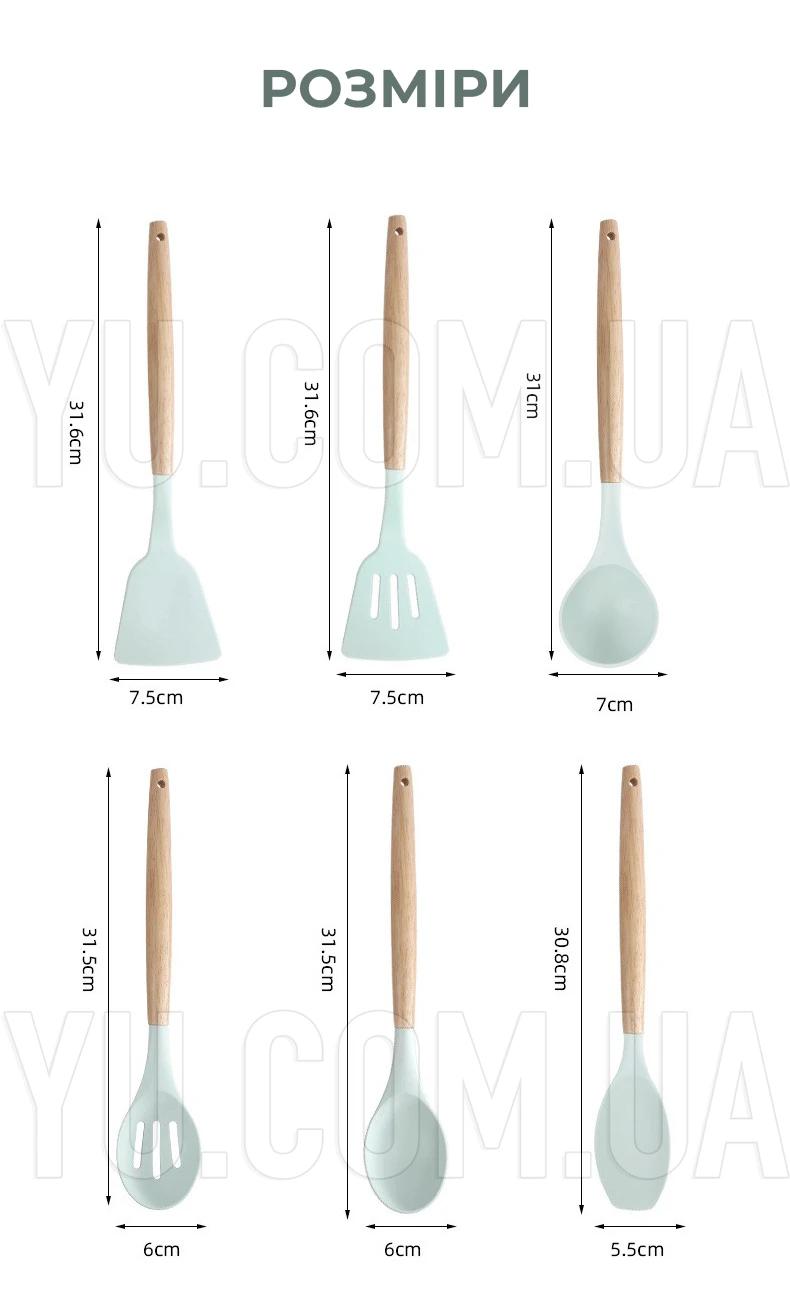 Набор кухонных принадлежностей 19 предметов Kitchen Set Бирюзовый